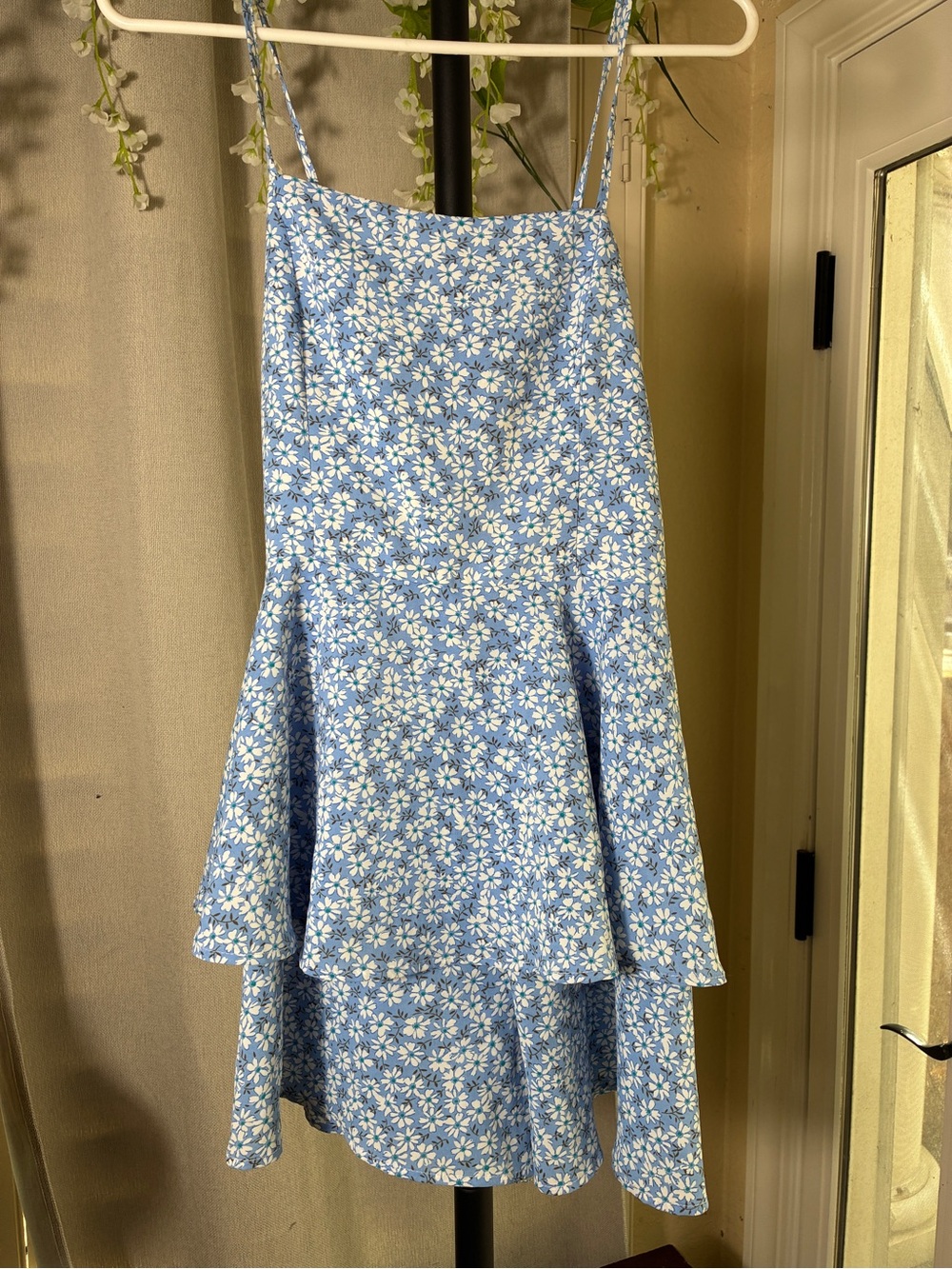 SHEIN Light Blue Floral High-Low Skirt